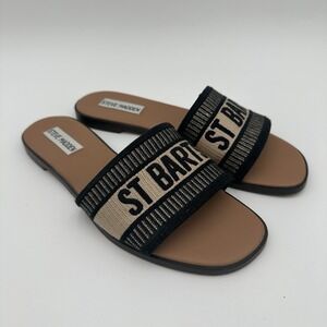 Steve Madden Knox Womens Sandal Size 7.5 M Black Open Toe Slip On St Barts